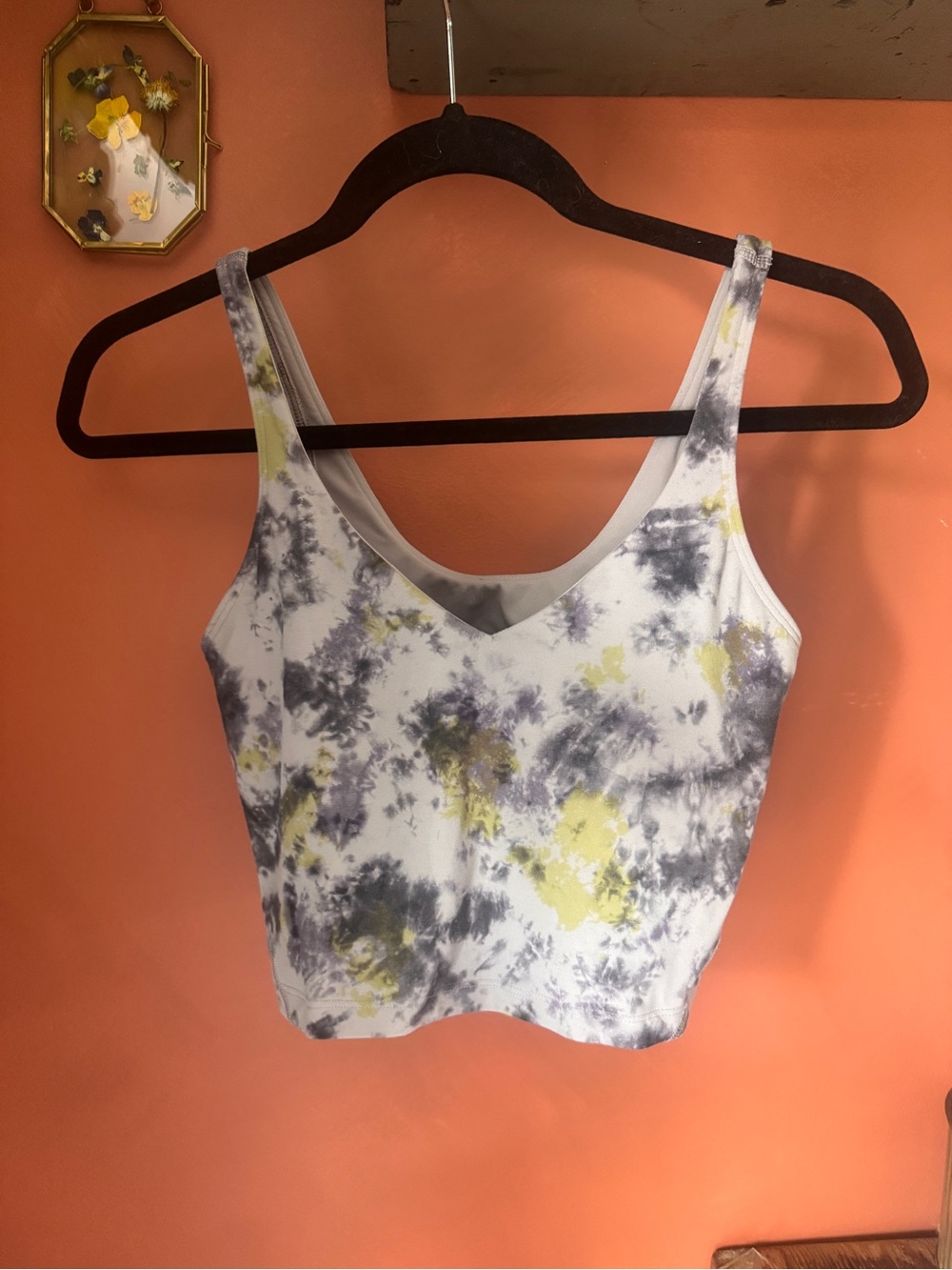 lululemon athletica Tie-Dye V-Neck Crop Tank Top - White, Gray & Yellow